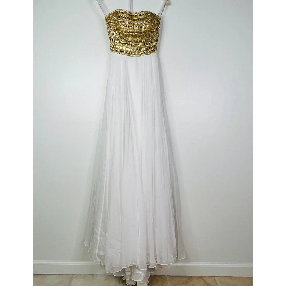 light rose gold dress Glitter Strapless Rose Gold Formal Dress – FancyVestido main image 1